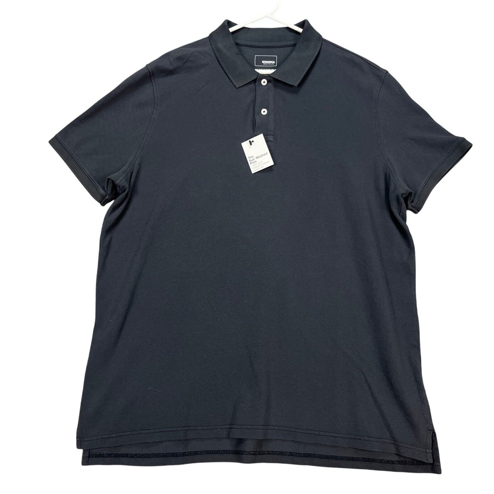 Sonoma Polo‎ Shirt Mens XL Black Short Sleeve Golf Performance Sun Washed NEW